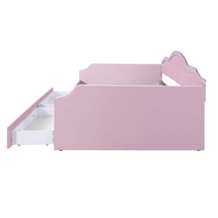 Full Size Upholstered Daybed with LED Lights and 2 Storage Drawers - Modern Fabric Sofa Bed