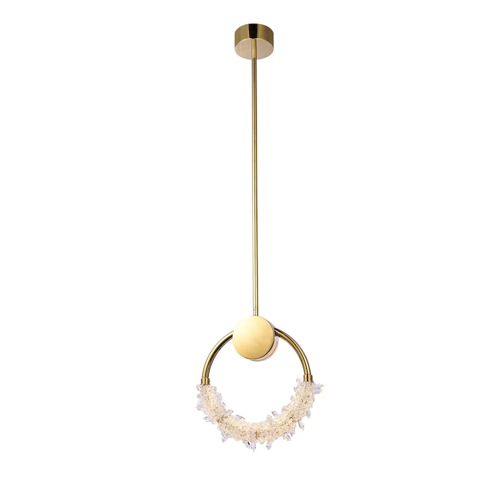 Gold Stainless Steel LED Single Pendant Lighting with Crystal Beading