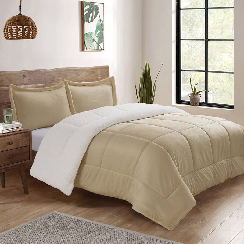 Swift Home Reversible Micromink and Sherpa Down Alternative Bedding Comforter Set