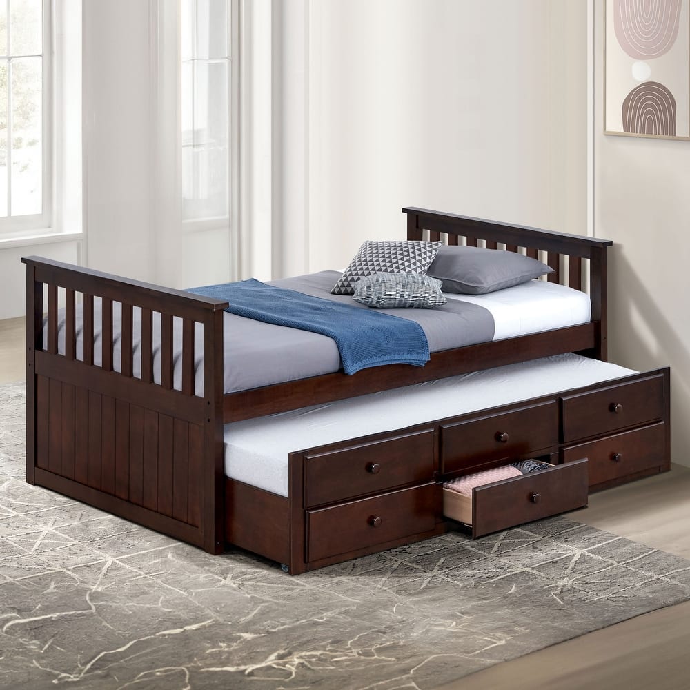 Furniture of America Zorina Twin Captain Bed with Trundle and Three Drawers