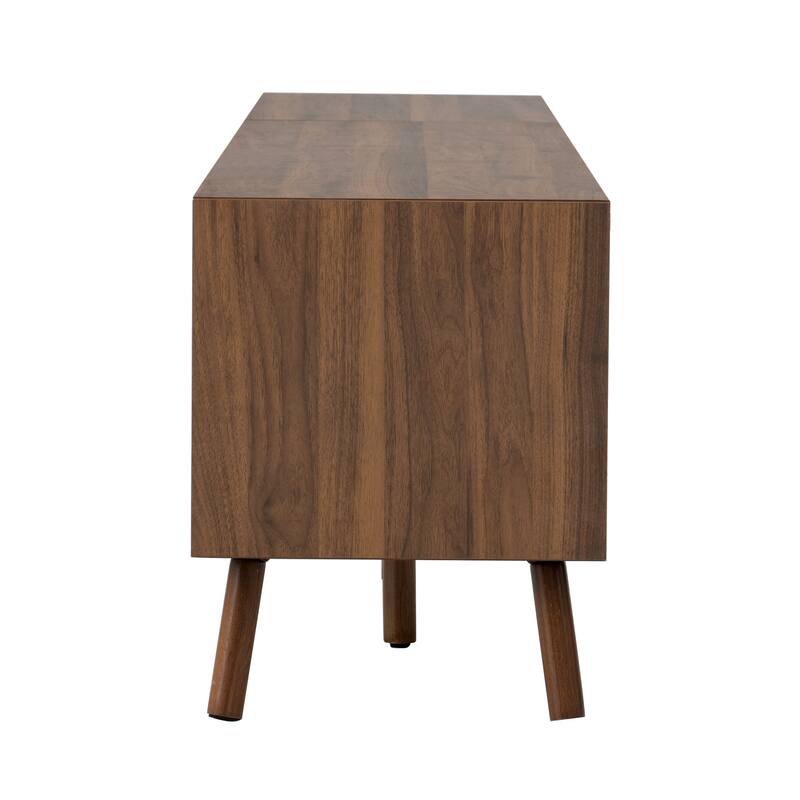 Roomfitters 78 Inch Modern TV Stand for TVs up to 85 Inch, Media Console with Storage Drawers & Solid Wood Legs, Walnut