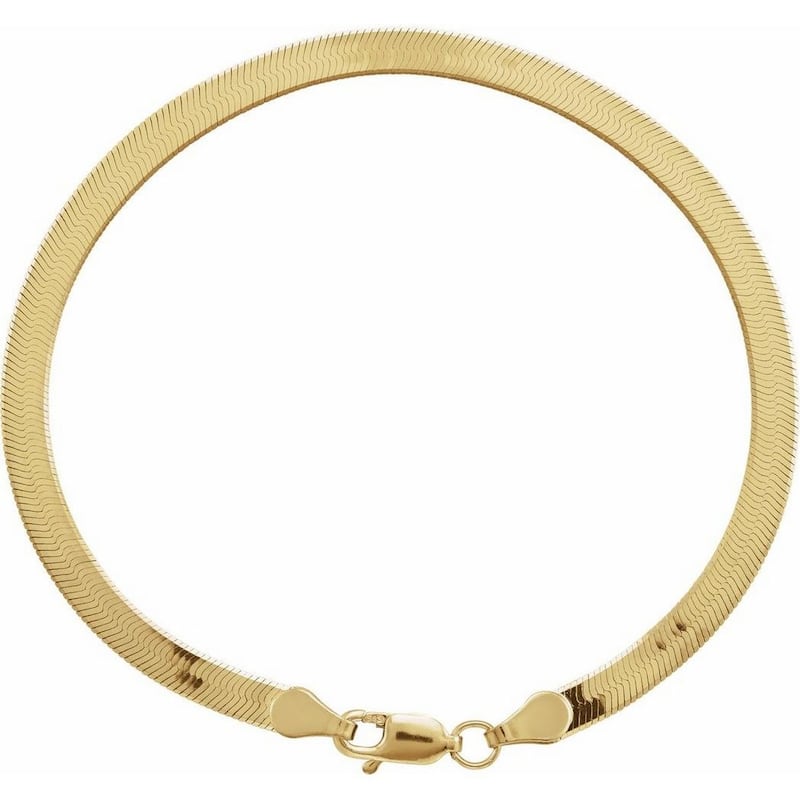 Curata 14k Yellow Gold Solid Flexible Herringbone Chain Bracelet Cha 7 In