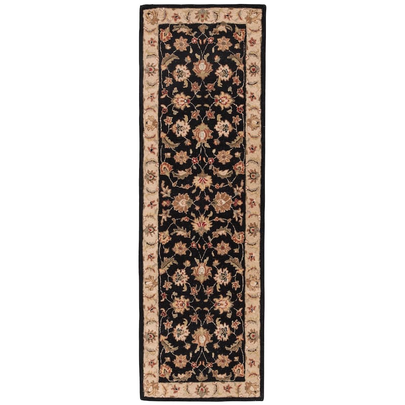 Skylar Handmade Floral Area Rug - 2' 6" x 10' - Black/Beige - Runner
