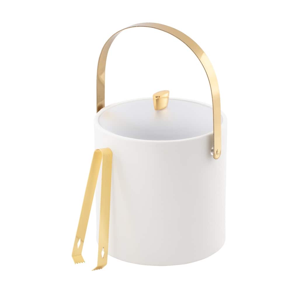 ARC 3qt Ice Bucket & Ice Tong w/ Acrylic Cover, Gold Arc Knob & Handle - 8' x 11'