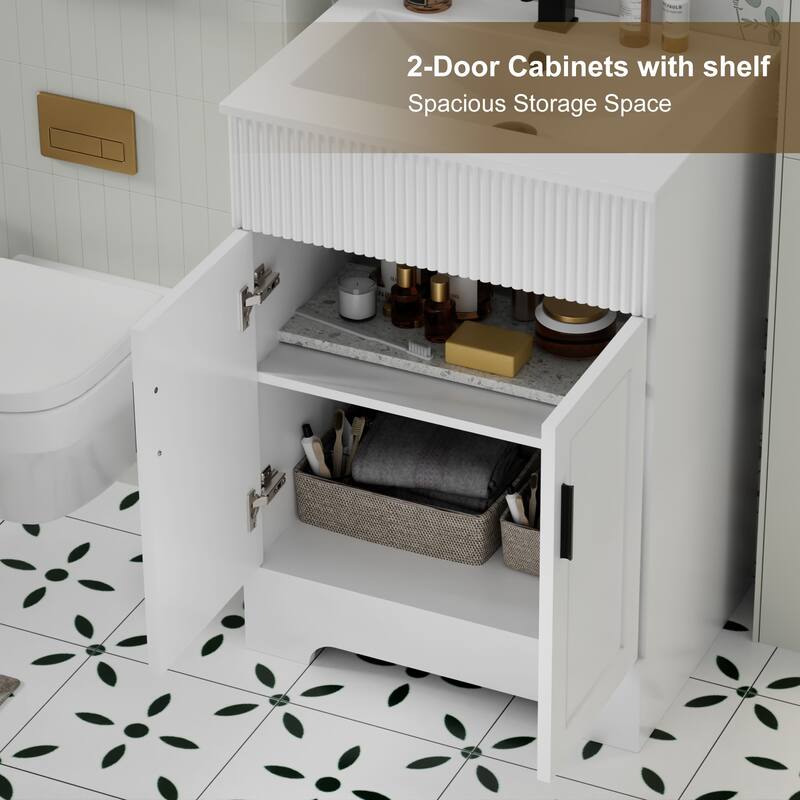 Modern 24/30/36/48" Wave-Line Bathroom Vanity Set with Sink & Faucet