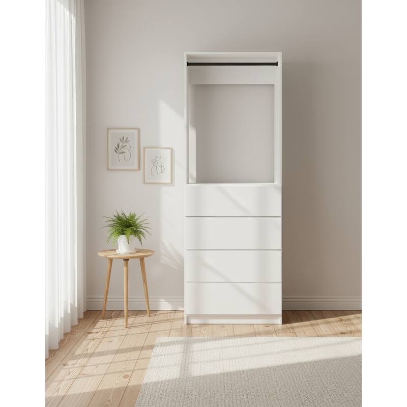Prosper 32" White Wood Walk-in Closet with Two Rods - 31.4"W x 15.7"D x 83" H