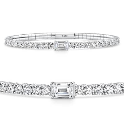 4 1/2Ct Diamond Bangle Emerald Solitaire Flexible Tennis Bracelet Lab Grown