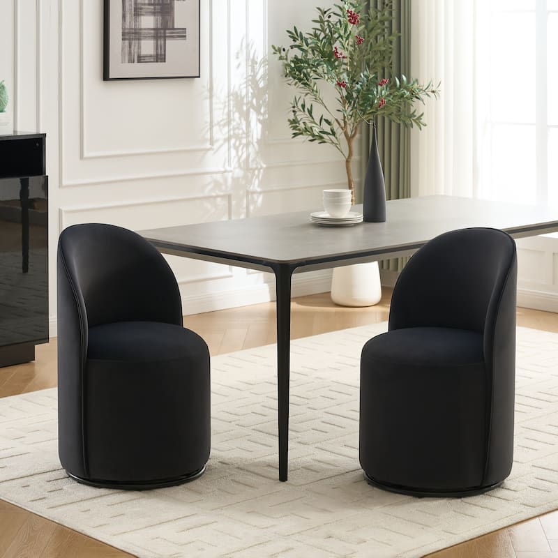 Upholstered Swivel Barrel Chair Dining Chair Side Chair - DARK GREY