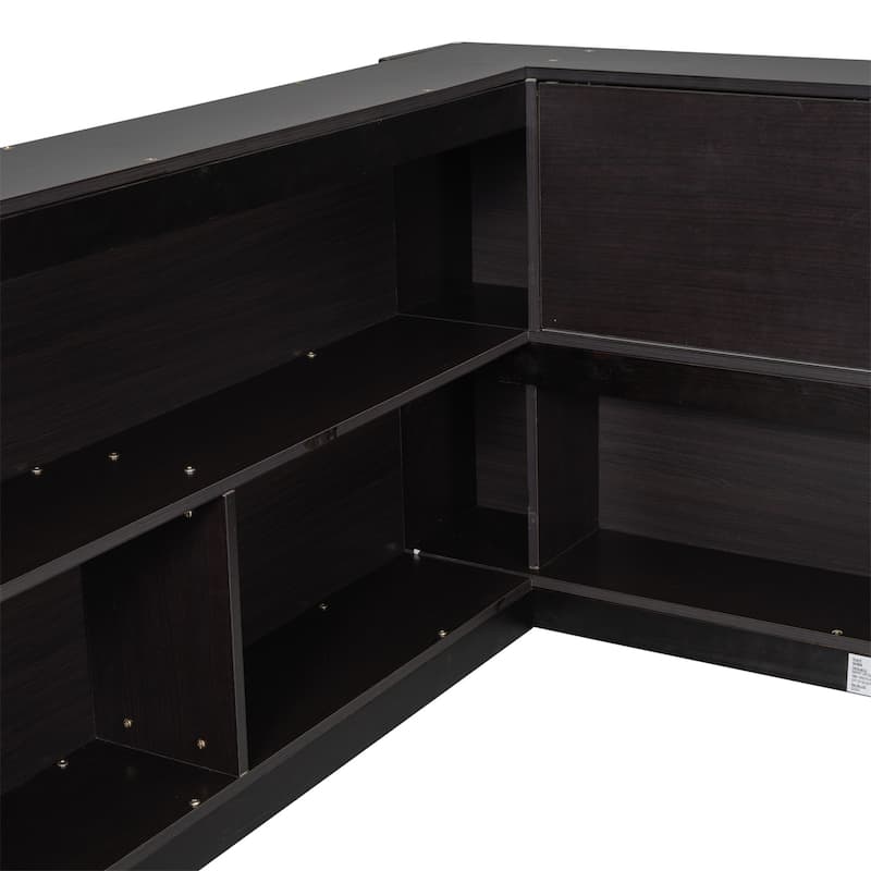 Full Floor Bed With L-Shaped Bookcases,Sliding Doors,Without Slats