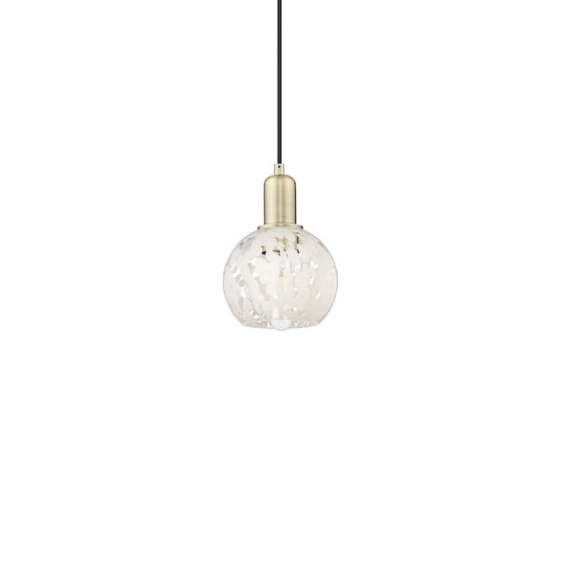 Innovations Lighting 716-1P-9-6 White Mouchette Pendant White - Antique Brass / White Mouchette