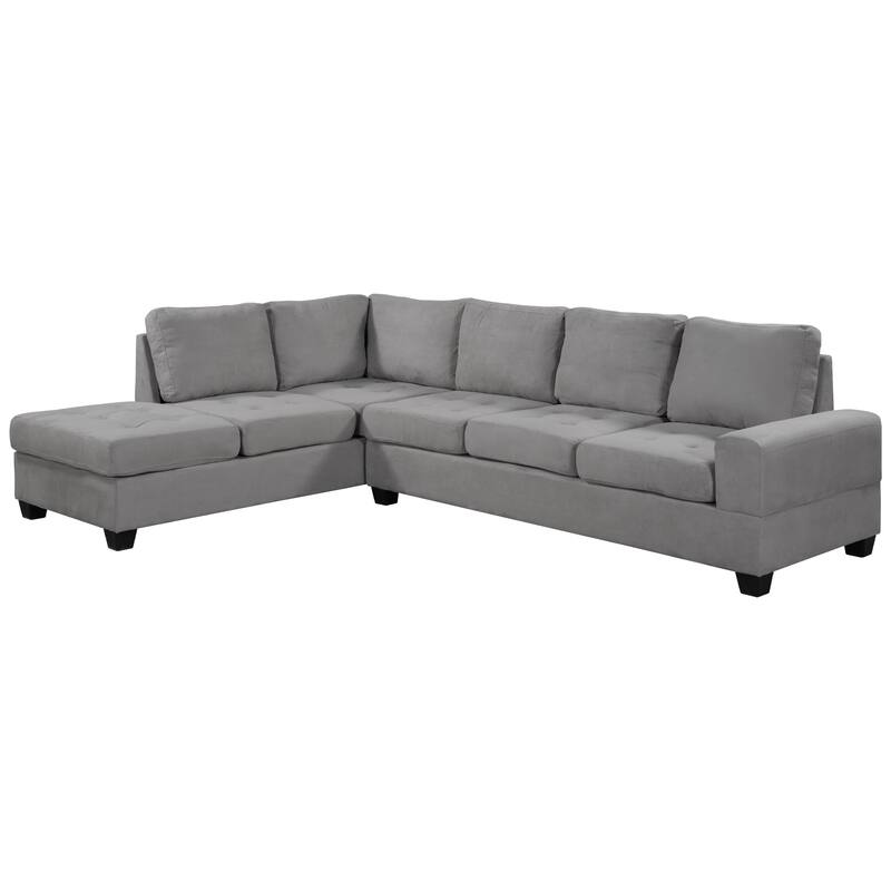 Modern Sectional Sofa with Reversible Chaise, L Shaped Couch Set with Storage Ottoman and Two Cup Holders