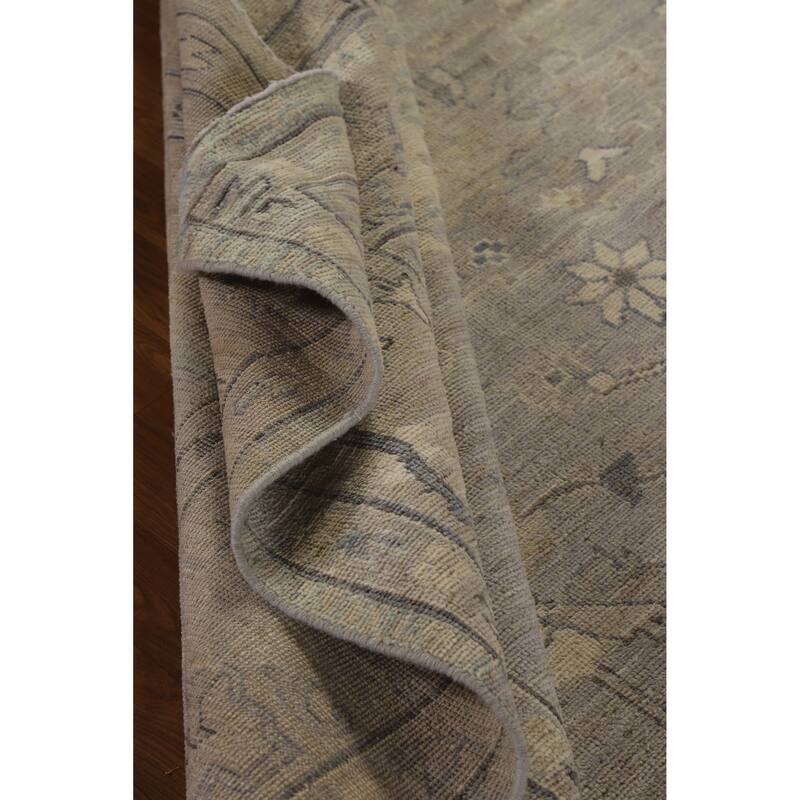 Hand Knotted Oriental 100% Wool Carpet Transitional All-Over Greys & Charcoal Oushak Area Rug - 11' 10'' X 8' 9''