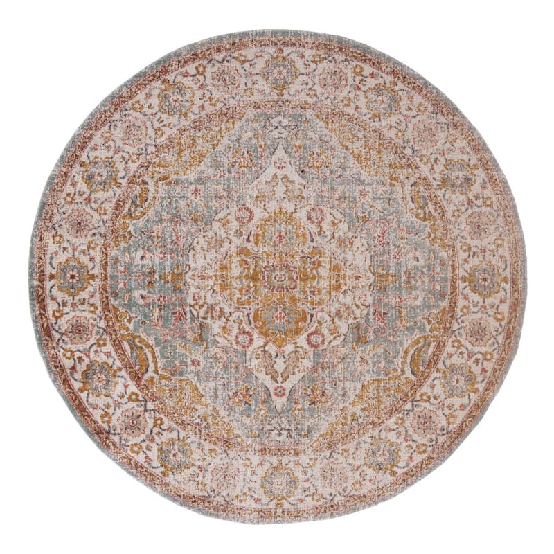 Puxid Power Loomed Distressed Geometric Stain Resistant Area Rug By HomeRoots - 6' Round
