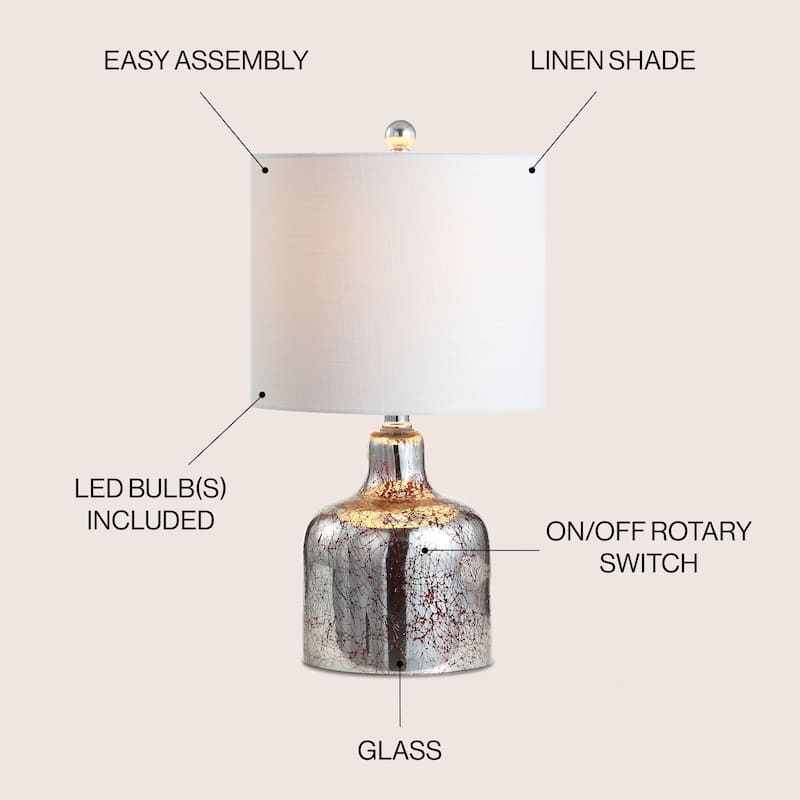 Owen 19" Glass Bell LED Table Lamp, Gold by JONATHAN Y