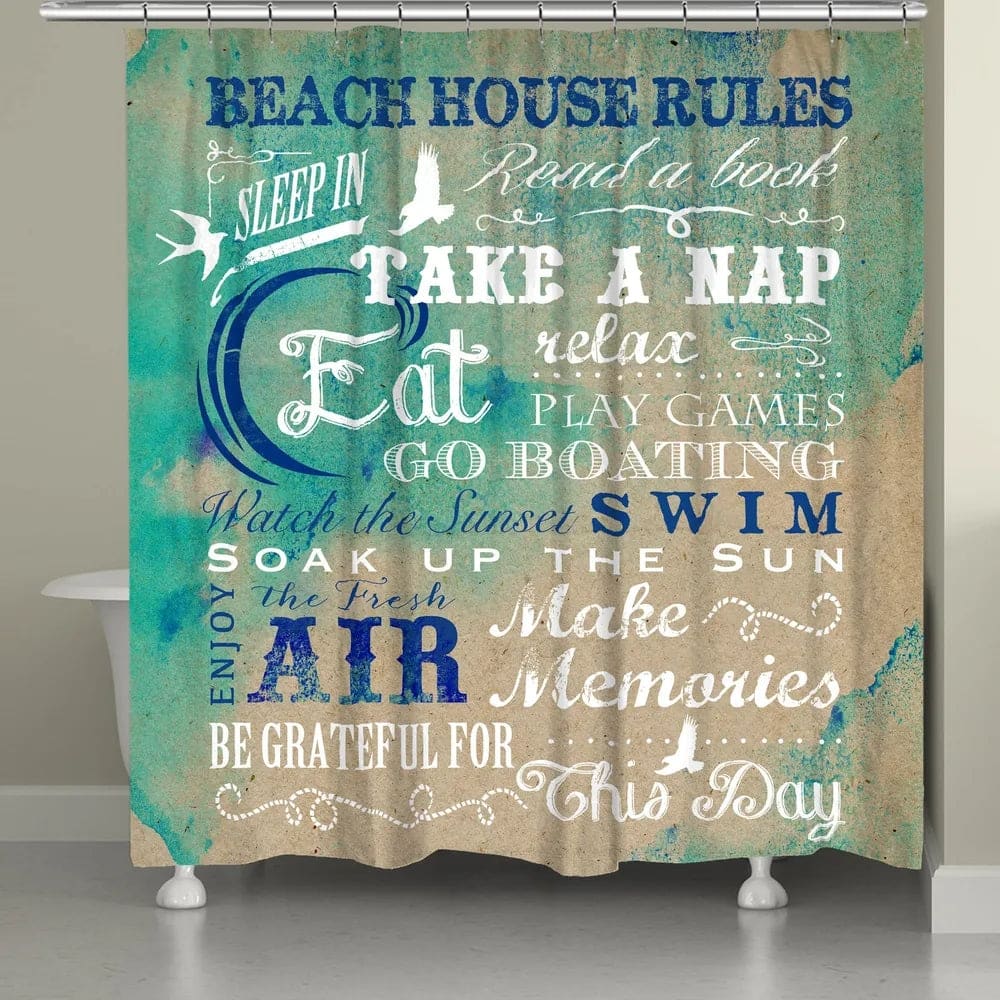 Laural Home Beach House Rules Shower Curtain