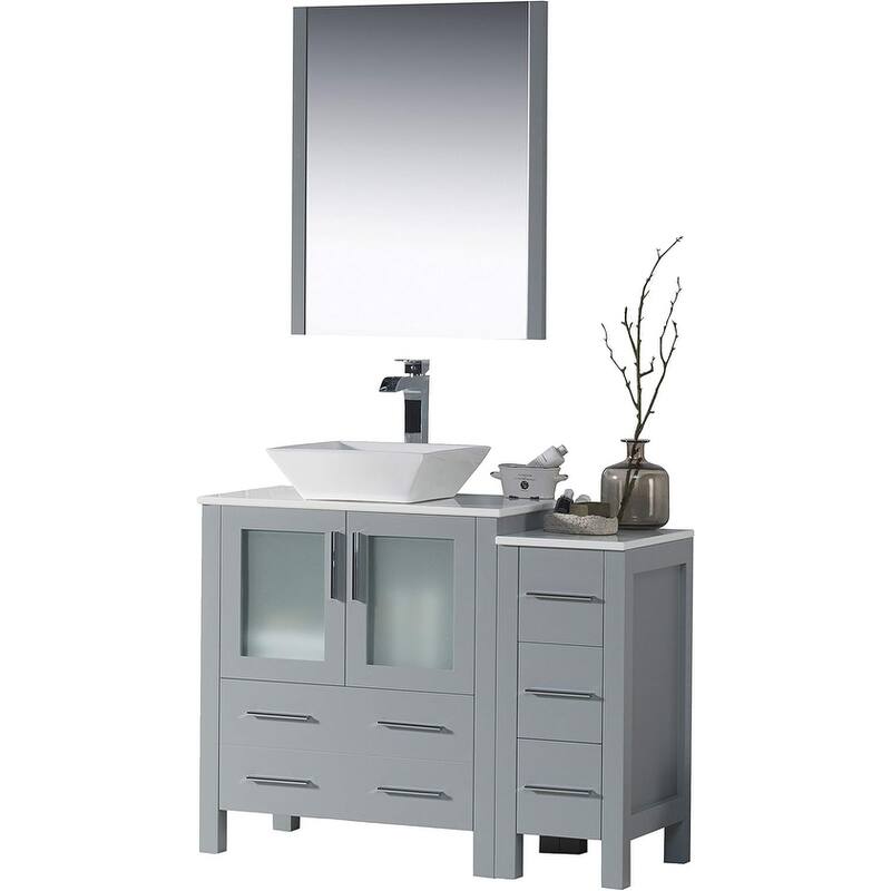 Blossom Sydney 42" Bathroom Vanity with Storage Side Cabinet & Mirrors - Metal Grey - Painted