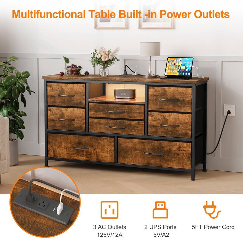 Dresser TV Stand with Power Outlet & Led for 55'' TV - 55 inches