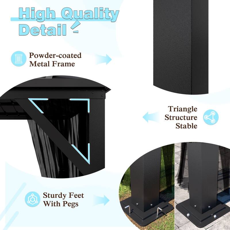 VEIKOUS Aluminum Double Hardtop Gazebo Pergola for Patio, Lawn, and Garden with Removable Netting