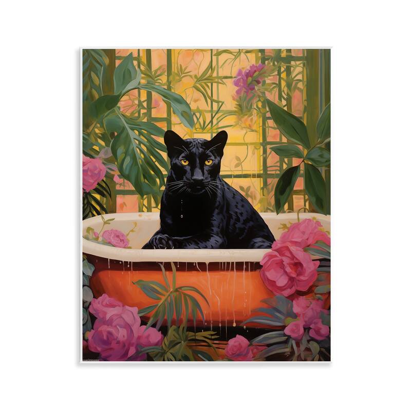 Stupell Lush Tropics Panther Bath Wall Plaque Art Design By Heidi Kuntz - 11 x 14