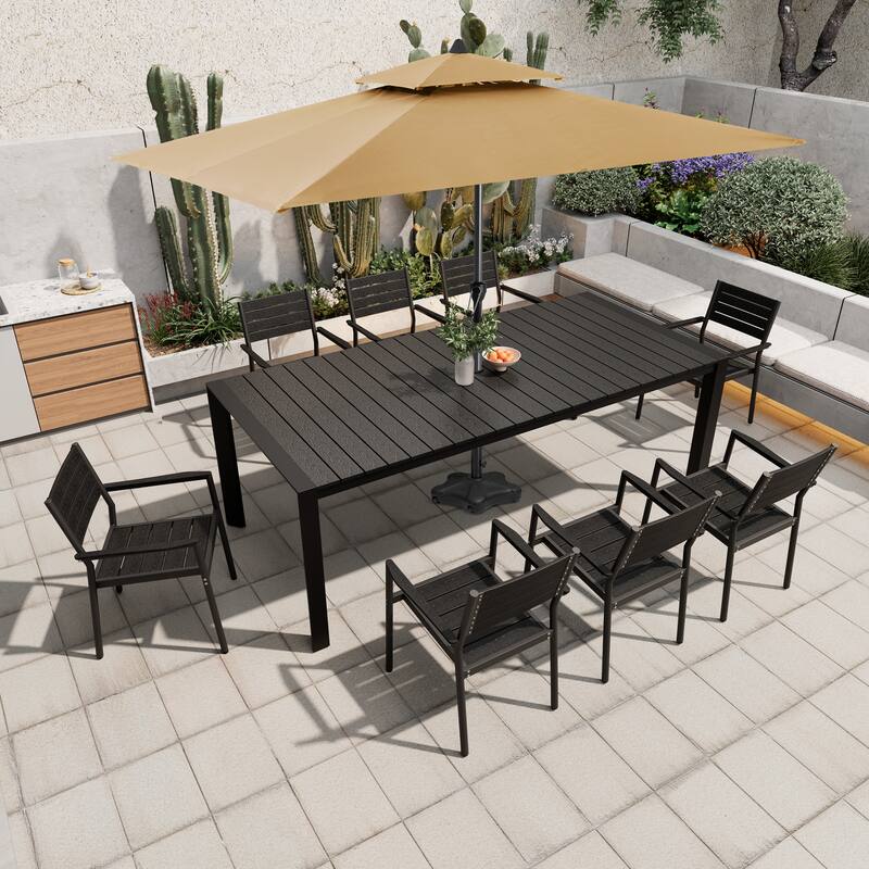 Pellebant Premium Outdoor Patio Aluminum Dining Table with Umbrella Hole