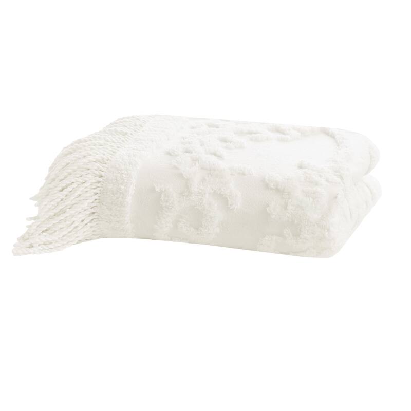 Madison Park Mila 100-percent Cotton Tufted Chenille Lightweight Throw With Fringe Tassel