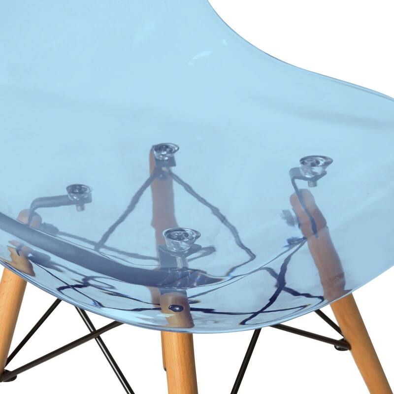 Cresco Acrylic Dining Chair in Solid Beech Wood Legs Banquet Side Chair (Set of 2) for Indoor and Outdoor - 32" Height
