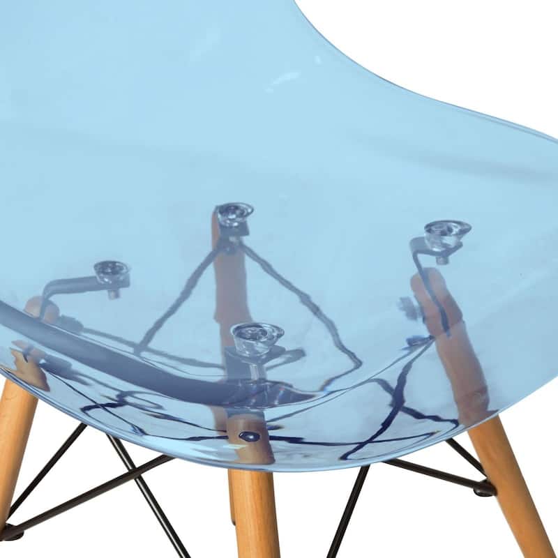 Cresco Acrylic Dining Chair in Solid Beech Wood Legs Banquet Side Chair (Set of 4) for Indoor and Outdoor - 32" Height