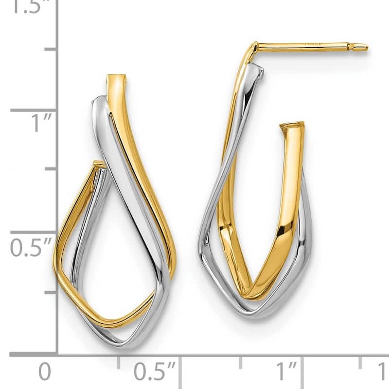 Curata 14k Two tone Gold Polished Double Swirl Post Earrings - 28.58x14.25mm