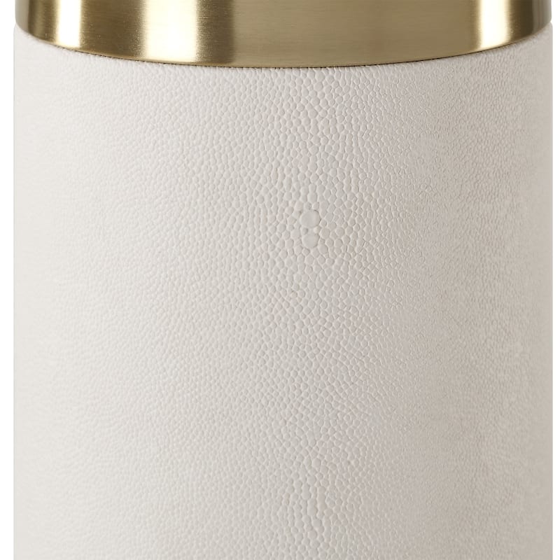 Faux Shagreen Cylindrical Table Lamp - 27.75" - White