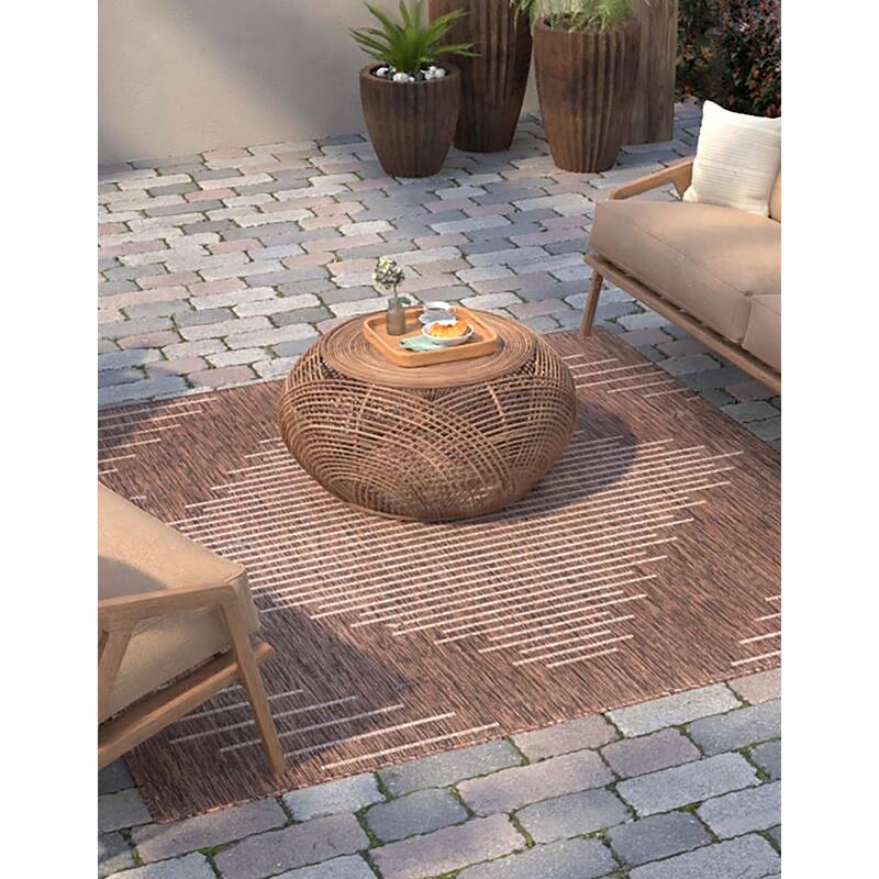Outdoor Ucul Collection Area Rug - Brown - 13' Square