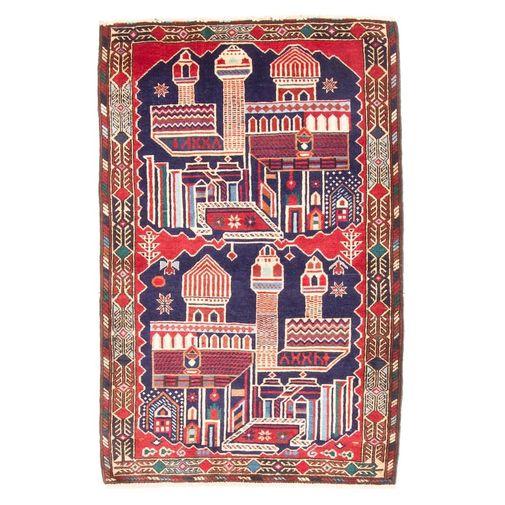 ECARPETGALLERY Hand-knotted Teimani Dark Navy Wool Rug - 2'9 x 4'3