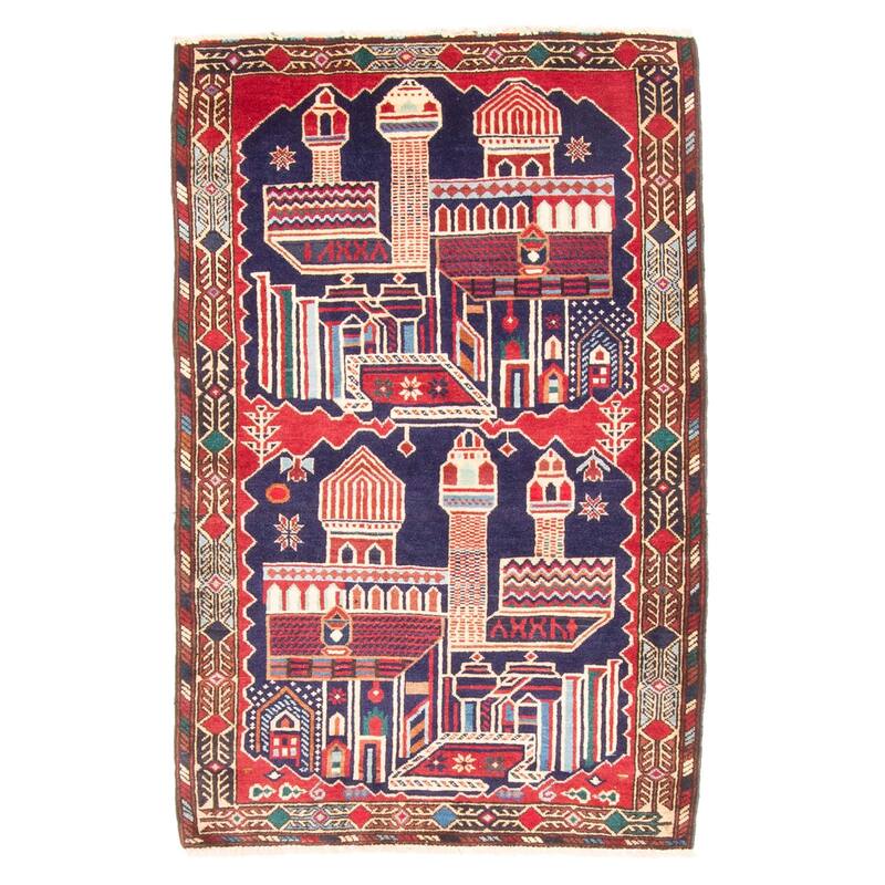 ECARPETGALLERY Hand-knotted Teimani Dark Navy Wool Rug - 2'9 x 4'3