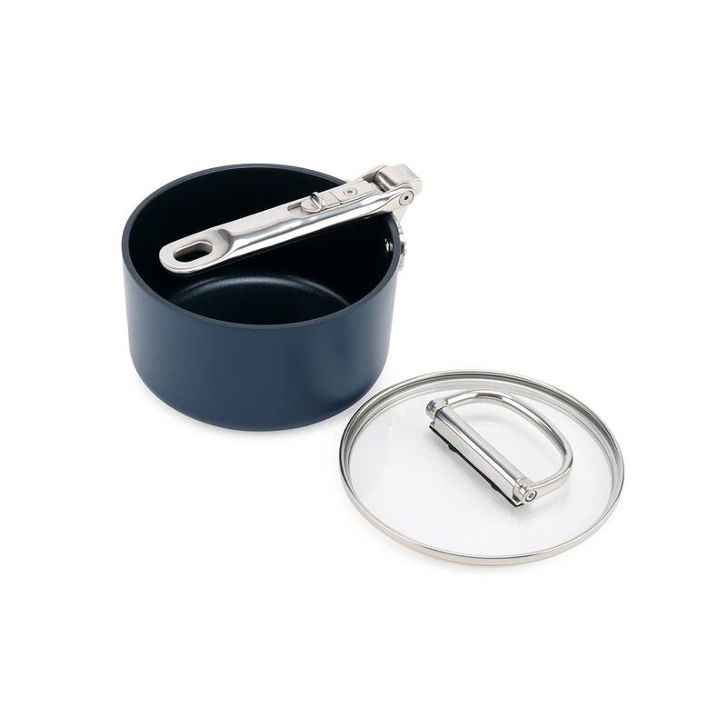 Joseph Joseph Space Ceramic Non-Stick 1.4 Qt. Saucepan with Folding Handle and Lid