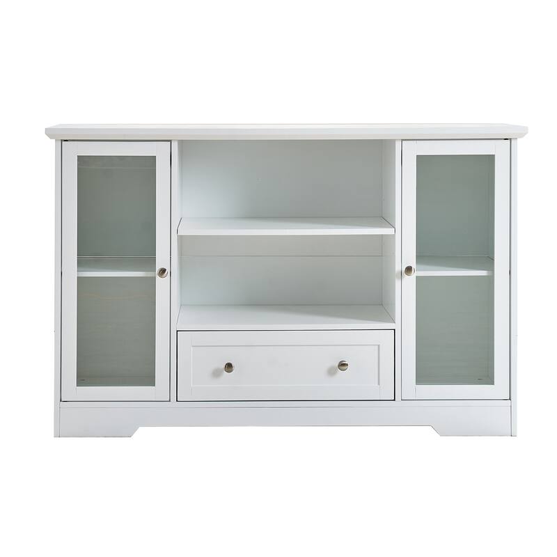 Buffet Sideboard, White Multi-Functional Storage Cabinet,51" W x 16" D x 33" H