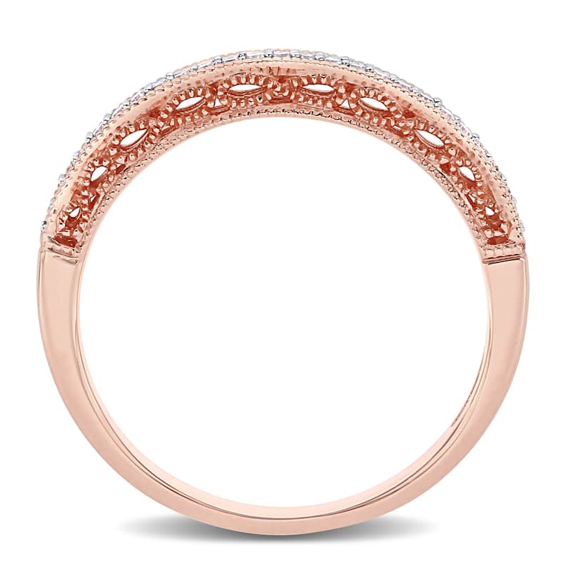 Miadora 10k Rose Gold 1/10ct TDW Diamond Stackable Anniversary Band