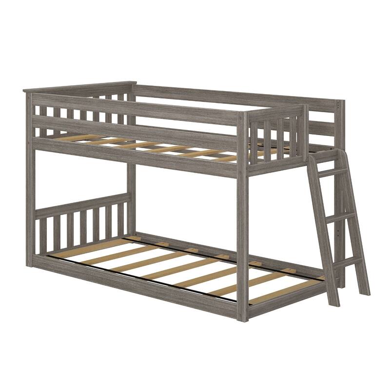 Max and Lily Twin over Twin Low Bunk Bed with Ladder on End