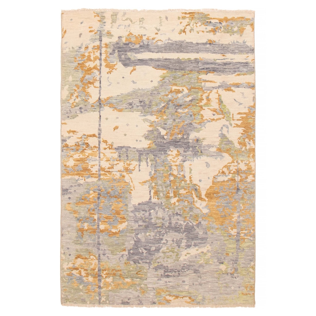 ECARPETGALLERY Hand-knotted Mystique Cream Wool Rug - 5' 11" x 9' 2"