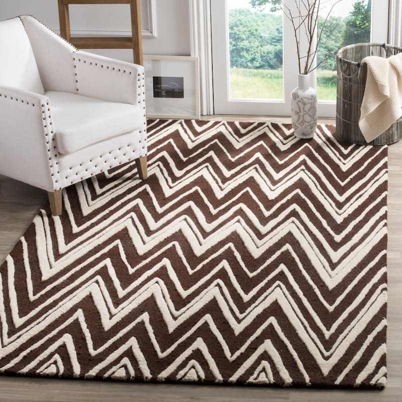 SAFAVIEH Handmade Cambridge Fumiko Modern Moroccan Wool Rug - 8' x 10' - Brown/Ivory