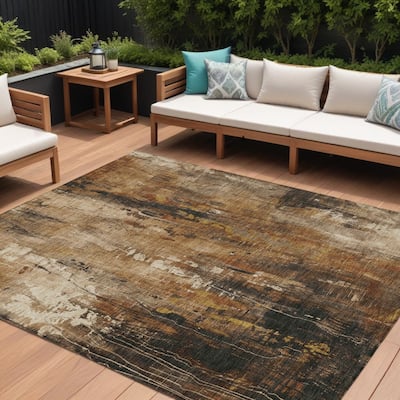 HomeRoots Abstract Transitional Rectangle Outdoor Rug
