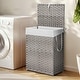 preview thumbnail 4 of 22, Laundry Hamper with Lid, Synthetic Rattan Clothes Laundry Basket with Lid and Handles, Foldable, Removable Liner Grey - 90L