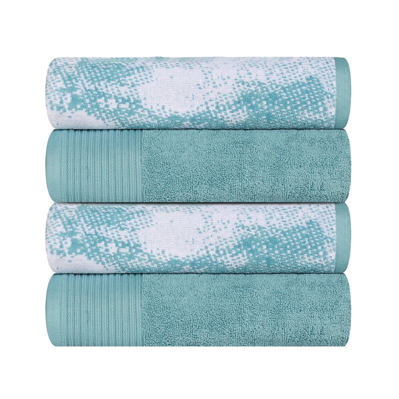Superior Marble Solid Cotton Jacquard Border Bath Towels (Set of 4)