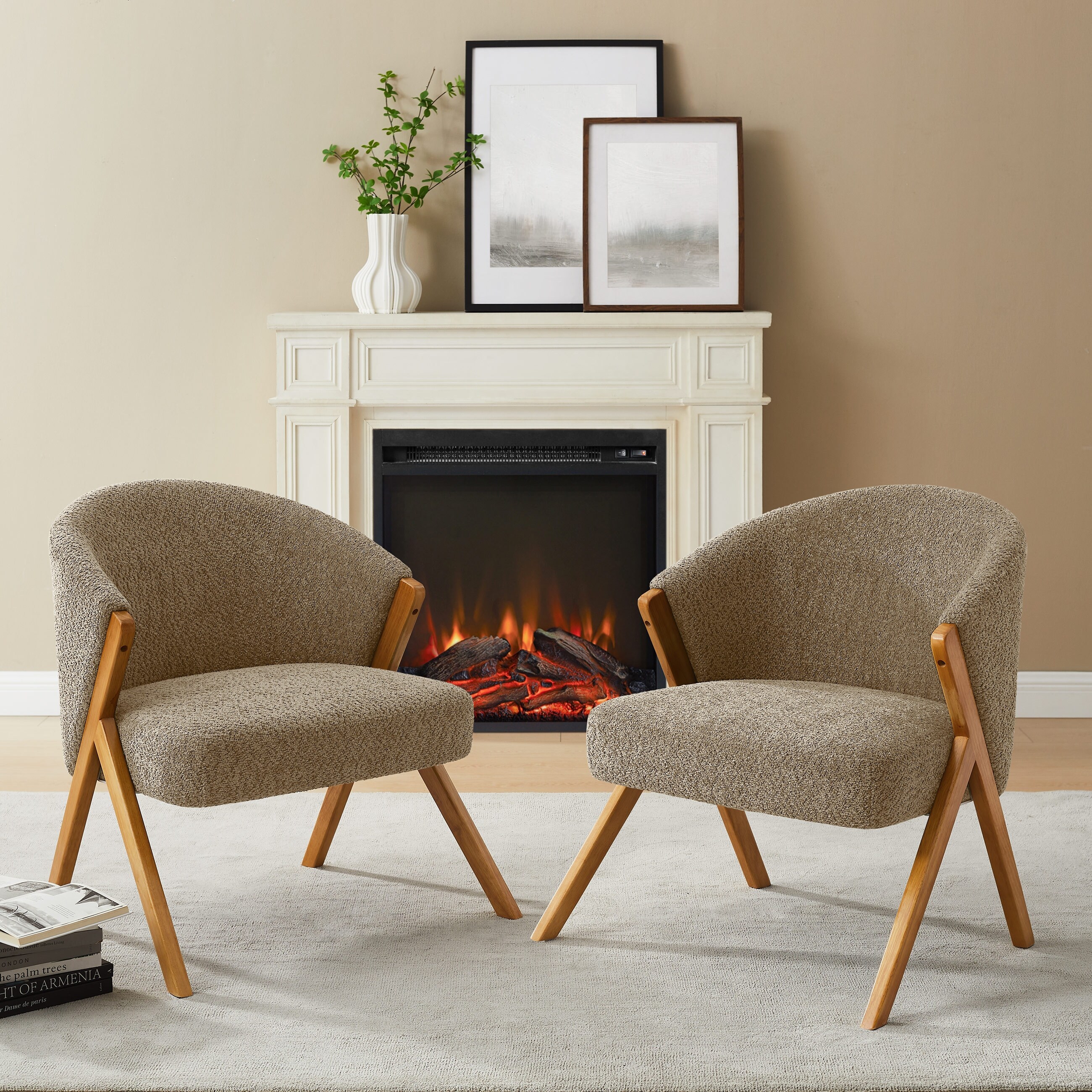 VANOMi 29.33 Wide Upholstered Armchair Dining Chair with Solid Rubberwood Legs Set of 2 On Sale Bed Bath Beyond 40757776