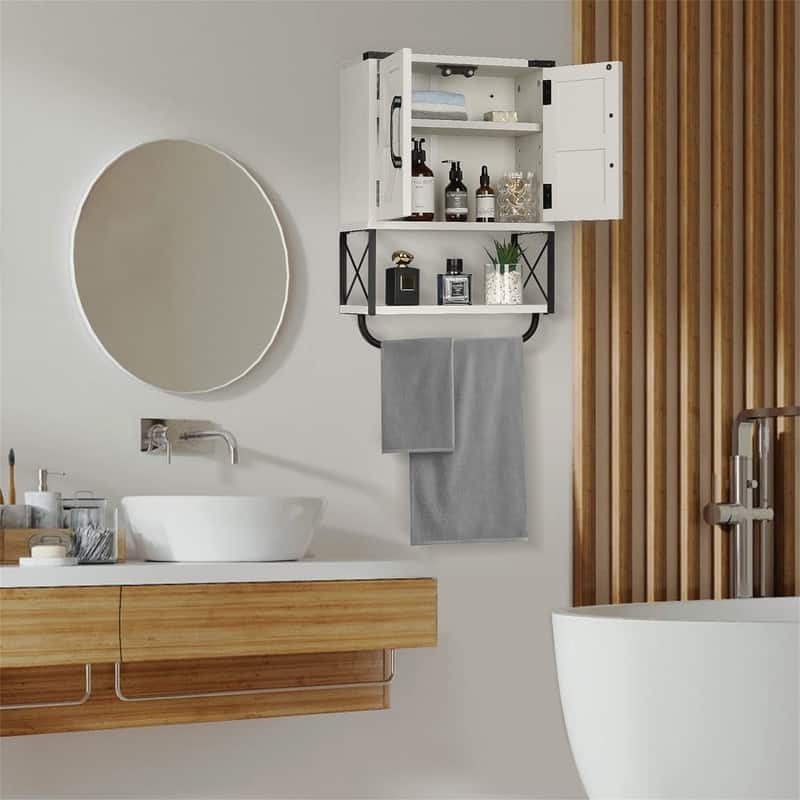 Wood Wall Mounted Storage Cabinet - 7.1"D x 15.3"W x 22.8"H