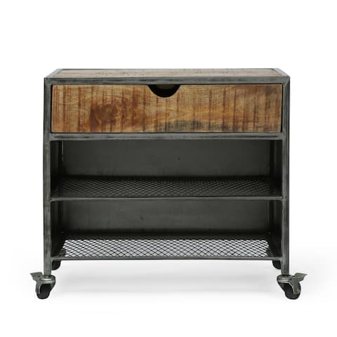 Gieke Industrial Handcrafted Mango Wood Shoe Rack by Christopher Knight Home