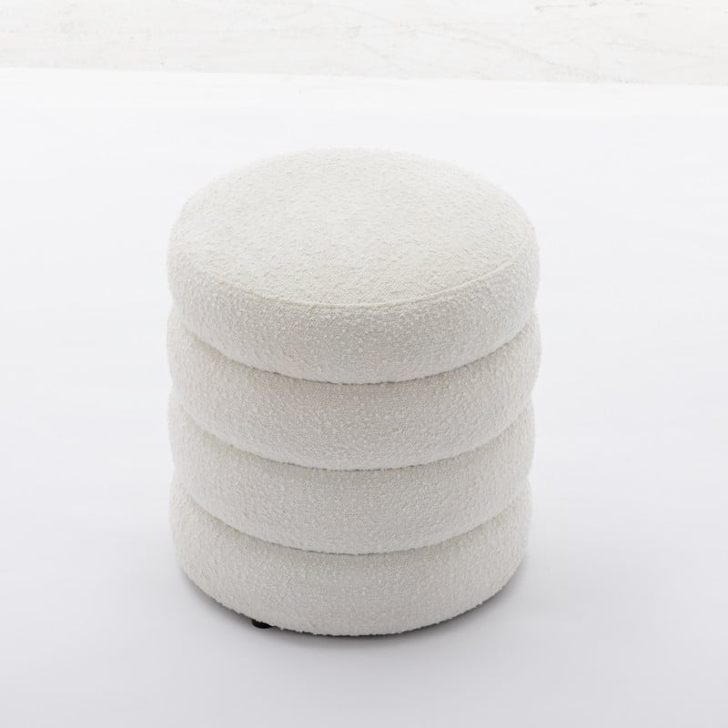 Boucle Round Ottoman Footrest Stool