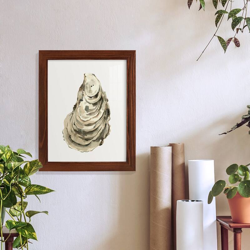 Neutral Oyster Study I -Framed Print w/glass-Cherry Red