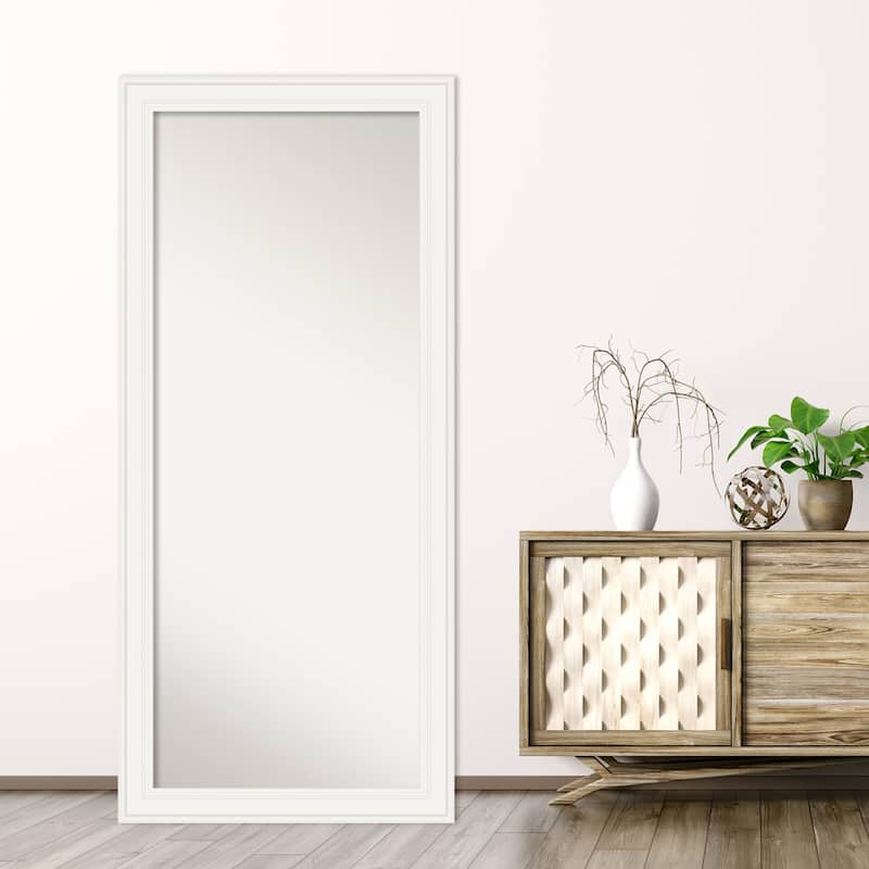 Non-Beveled Wood Full Length Floor Leaner Mirror 29.5 x 65.5 in. - Ridge White Frame - Ridge White - 30 x 66 in