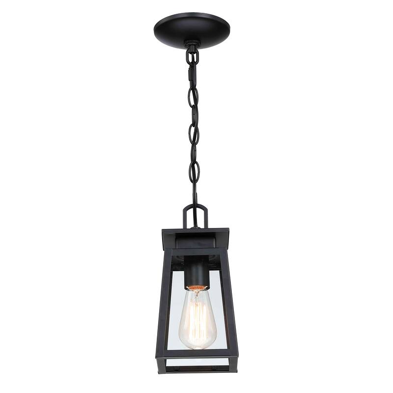 Modern Matte Black 1-Light Outdoor Pendant Light - 5"Wx5"Ex10.43"H