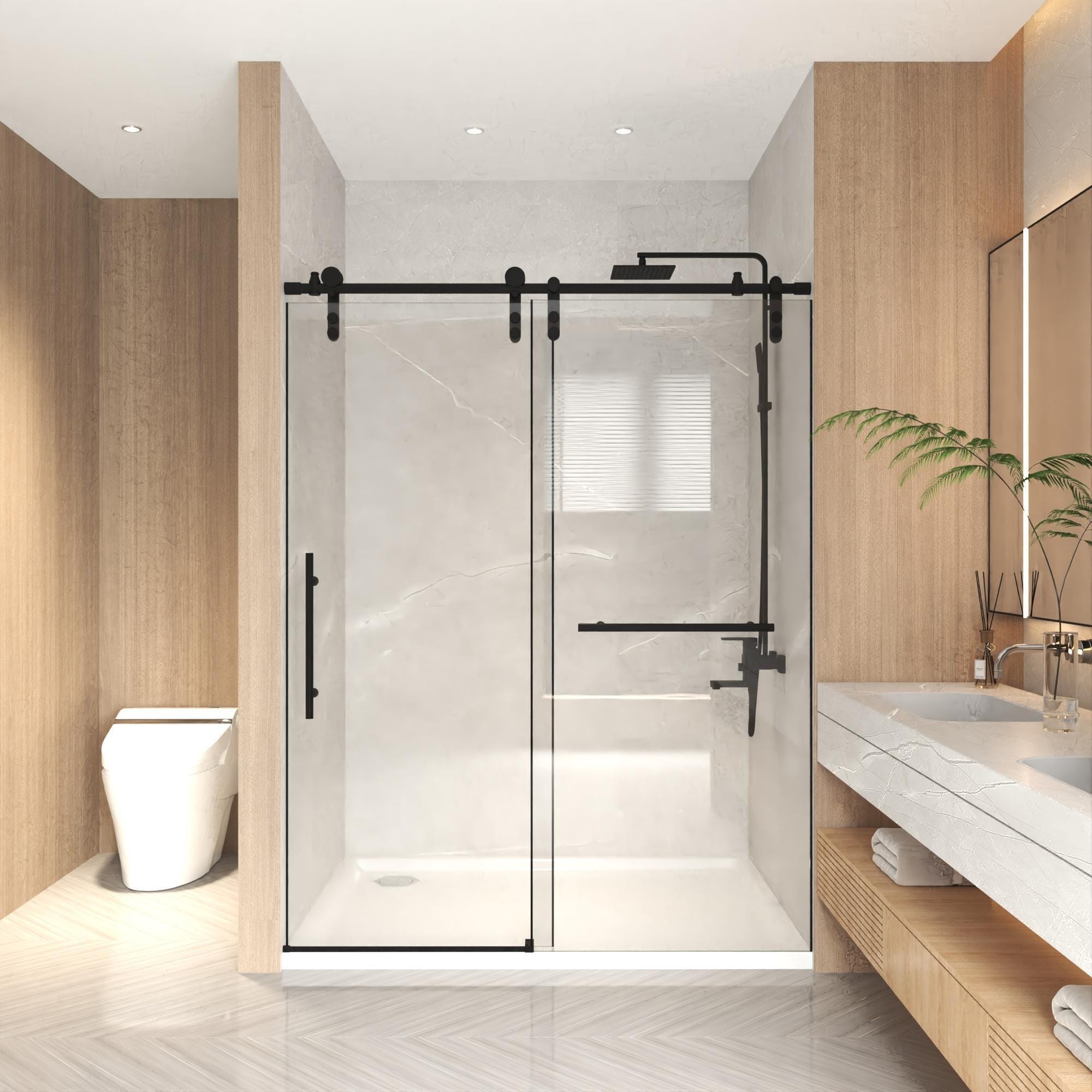 Matte Black Frameless Stainless Steel Shower Door
