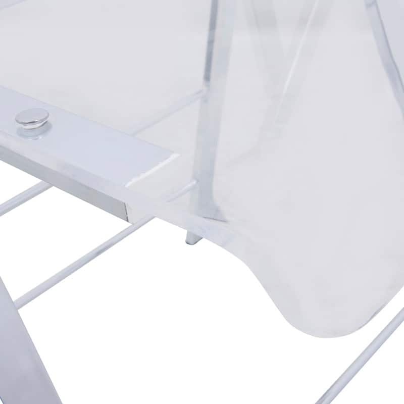 Menno Foldable Acrylic Dining Chair with Metal Frame – Modern Transparent Seat for Indoor Outdoor Kitchen Office or Events
